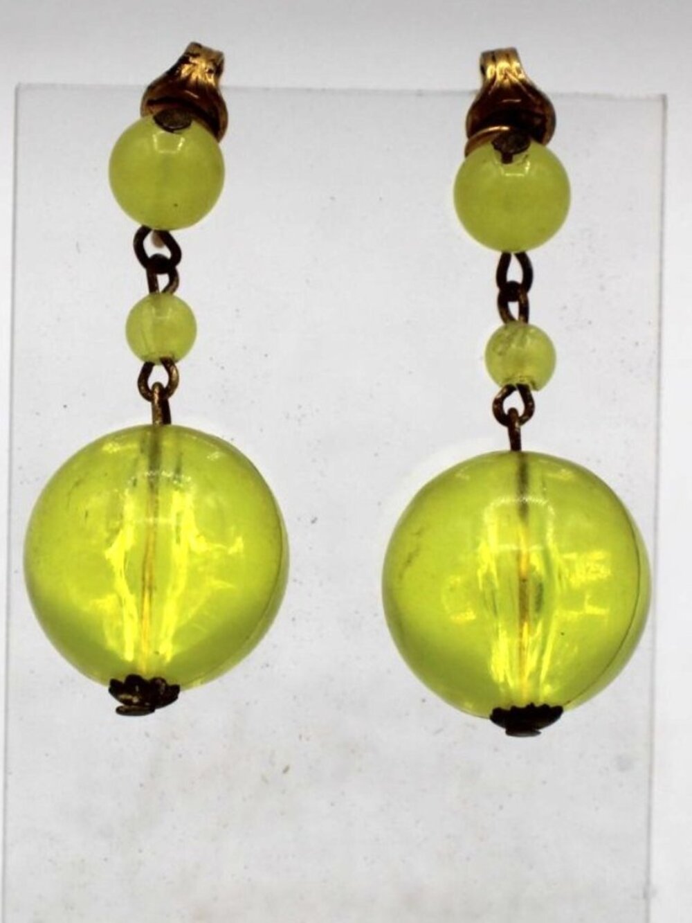 Y2K Lime Yellow Lucite Drop Earrings Indie Sleaze Coquette Retro Aesthetic Clip